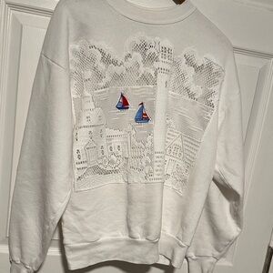 Jerzees White Activewear Sweatshirt  Vintage White Nautical Sweatshirt L